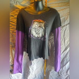 Nightmare before Christmas women's large layered long sleeve t-shirt vintage HT